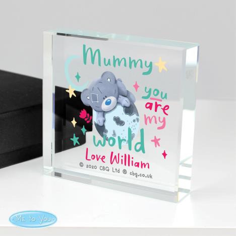 Personalised You Are My World Me to You Large Crystal Block Extra Image 2